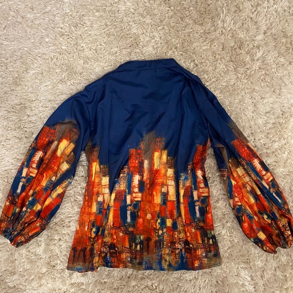 Button up Artistic print blouse - Picture 4 of 5